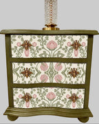 The Sanderé Cottage Bloom Nightstand | Hand-Finished Three-Drawer Bedside Table