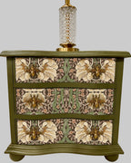 The Sanderé Honey Bloom Nightstand | Hand-Finished Three-Drawer Bedside Table