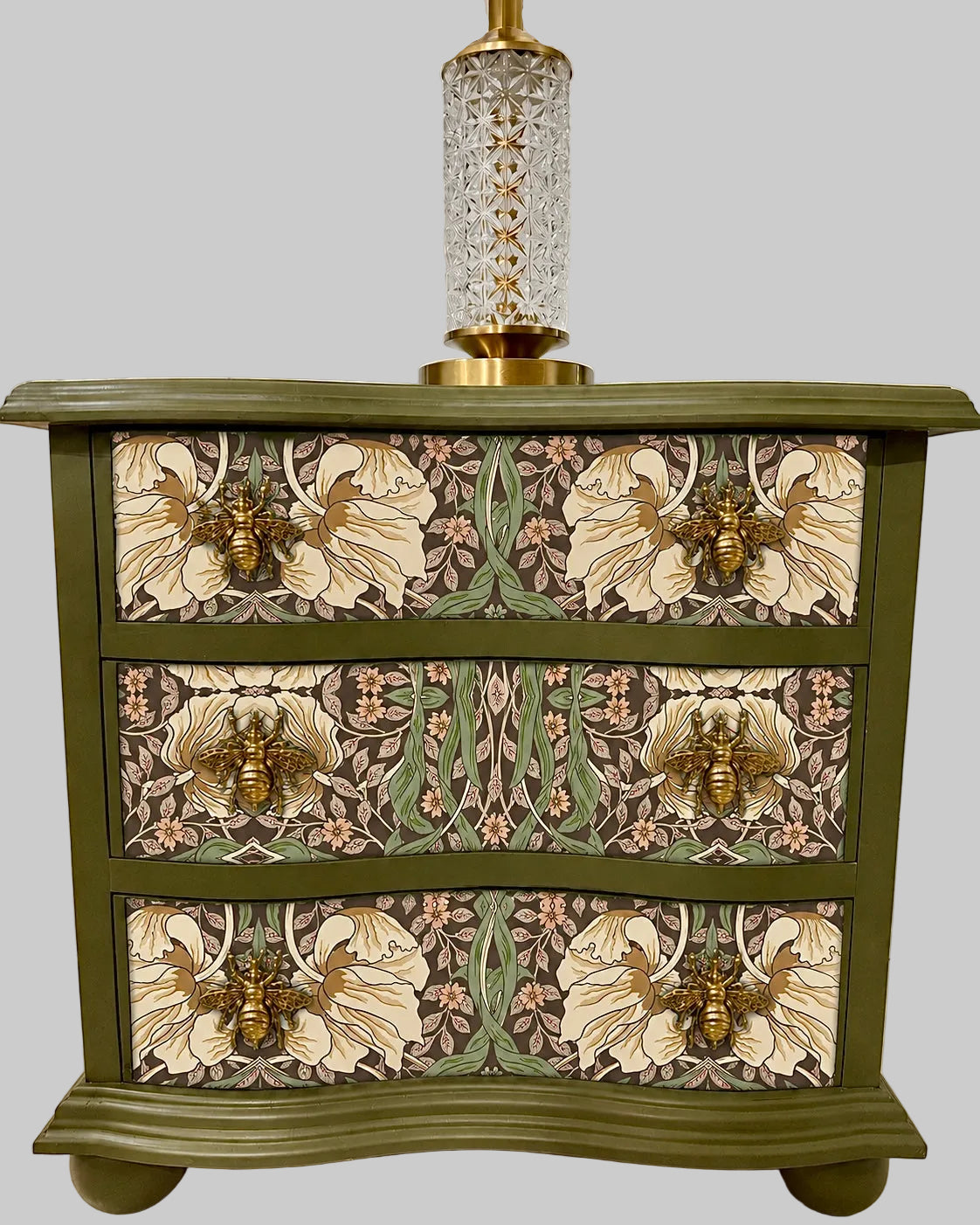 The Sanderé Honey Bloom Nightstand | Hand-Finished Three-Drawer Bedside Table