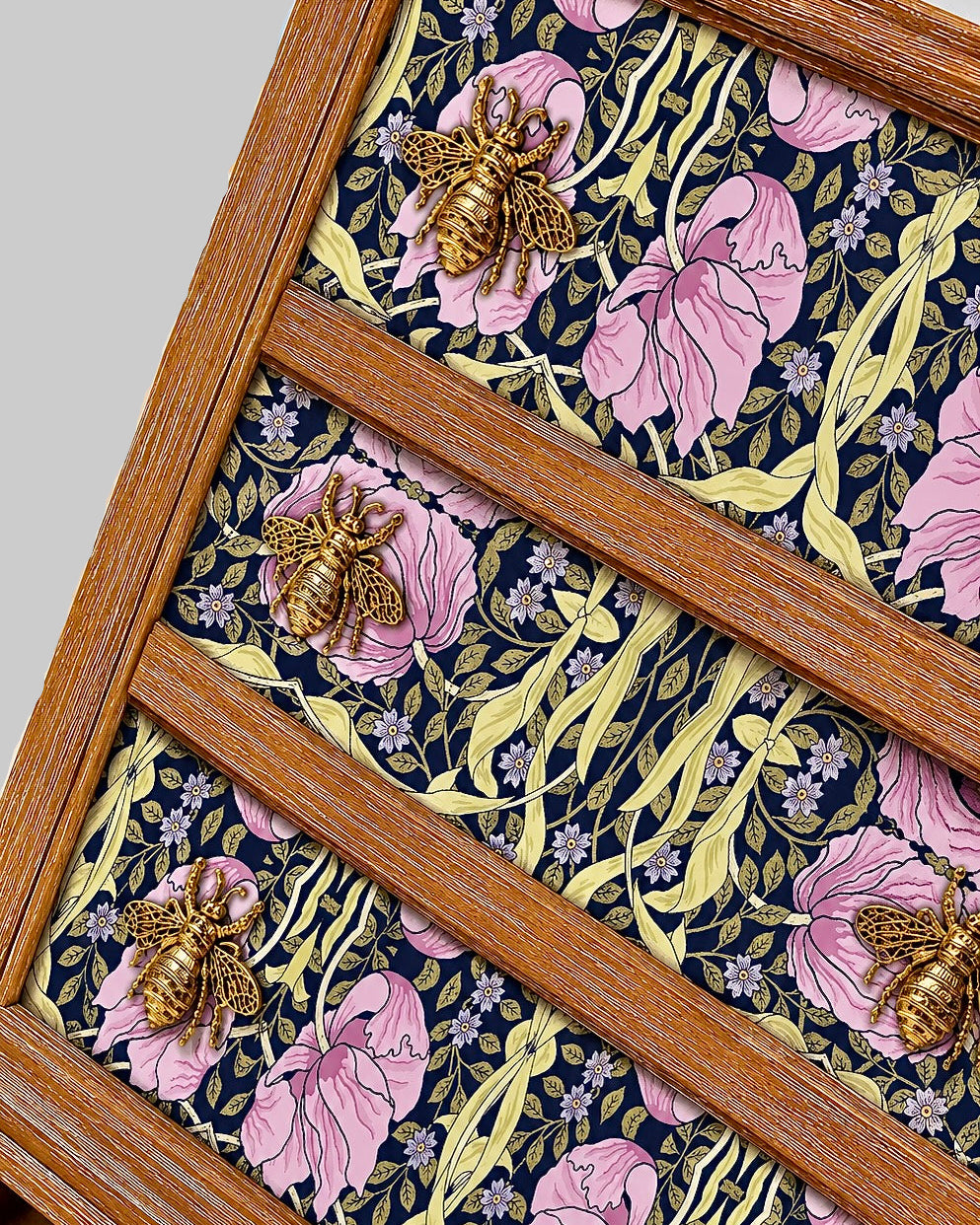The Sanderé Violet Garden Nightstand | Hand-Finished Three-Drawer Bedside Table
