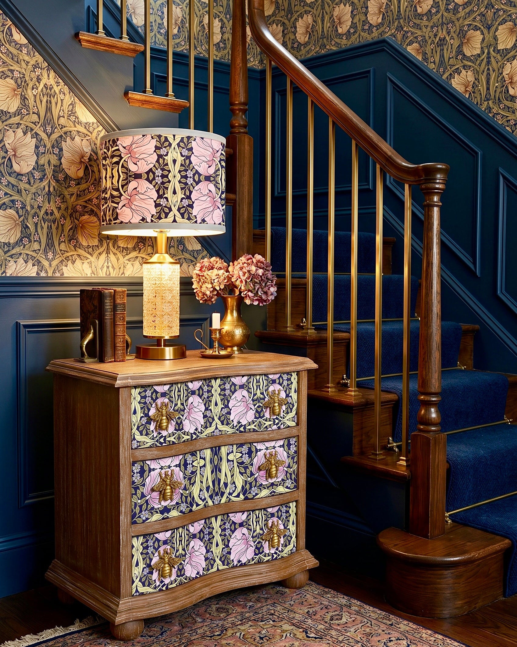 The Sanderé Jardin Bloom Nightstand | Hand-Finished Three-Drawer Bedside Table