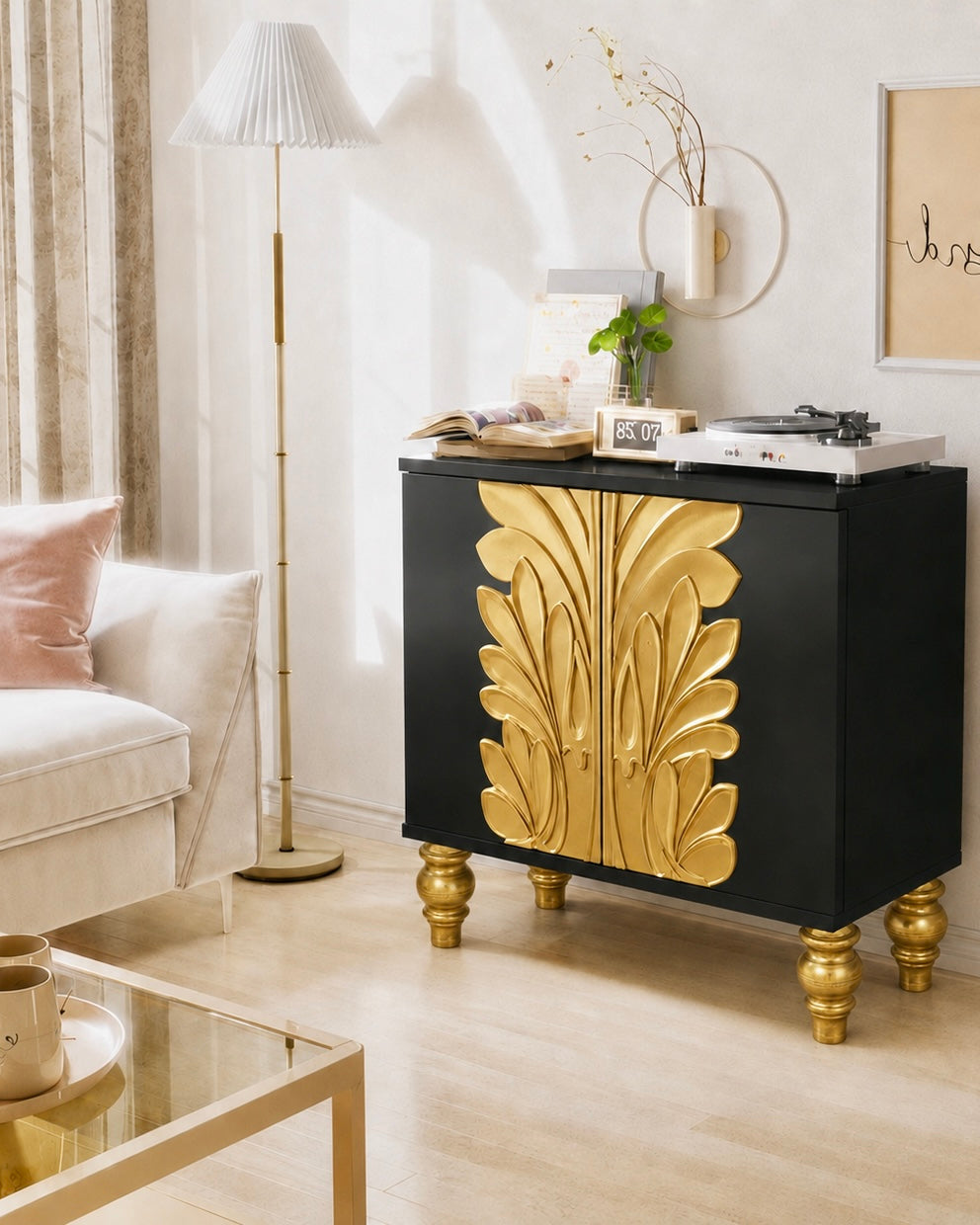 The Sanderé Fleur Cabinet | Sculptural 3D Floral Accent Cabinet