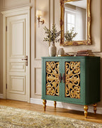 The Sanderé Floral Statement Cabinet | Hand-Finished Carved Accent Cabinet