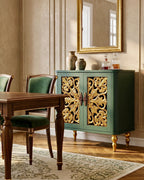 The Sanderé Floral Statement Cabinet | Hand-Finished Carved Accent Cabinet