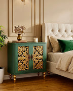 The Sanderé Floral Statement Cabinet | Hand-Finished Carved Accent Cabinet