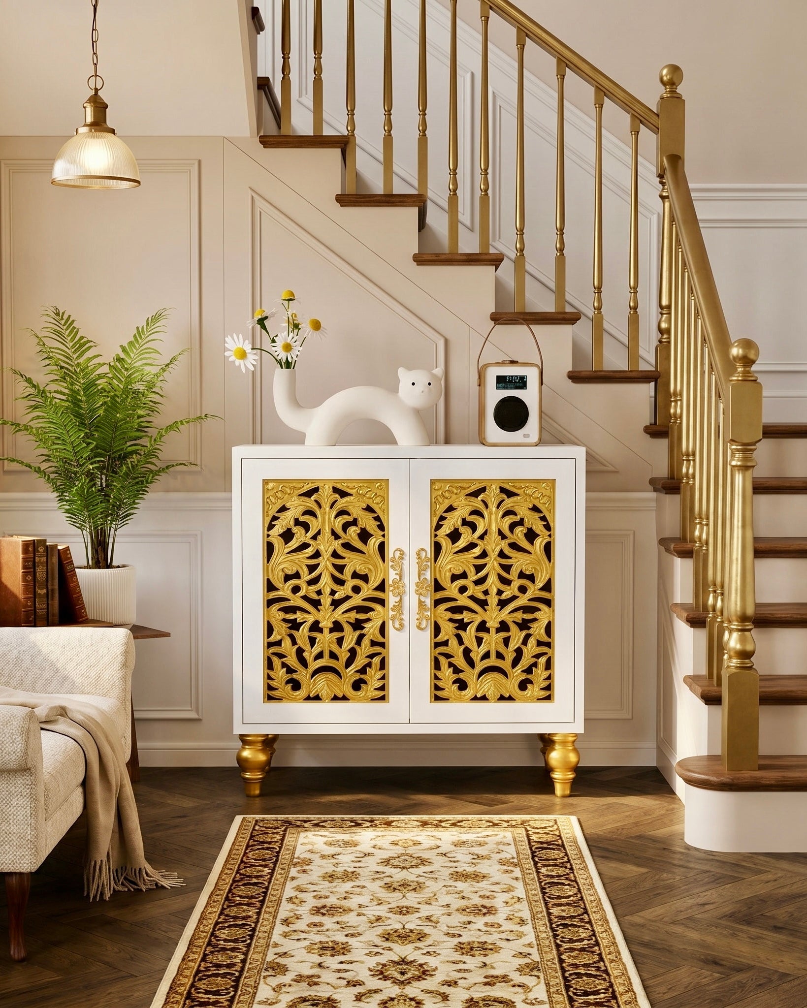 The Sanderé Bellefleur Cabinet | Hand-Finished Carved Accent Cabinet