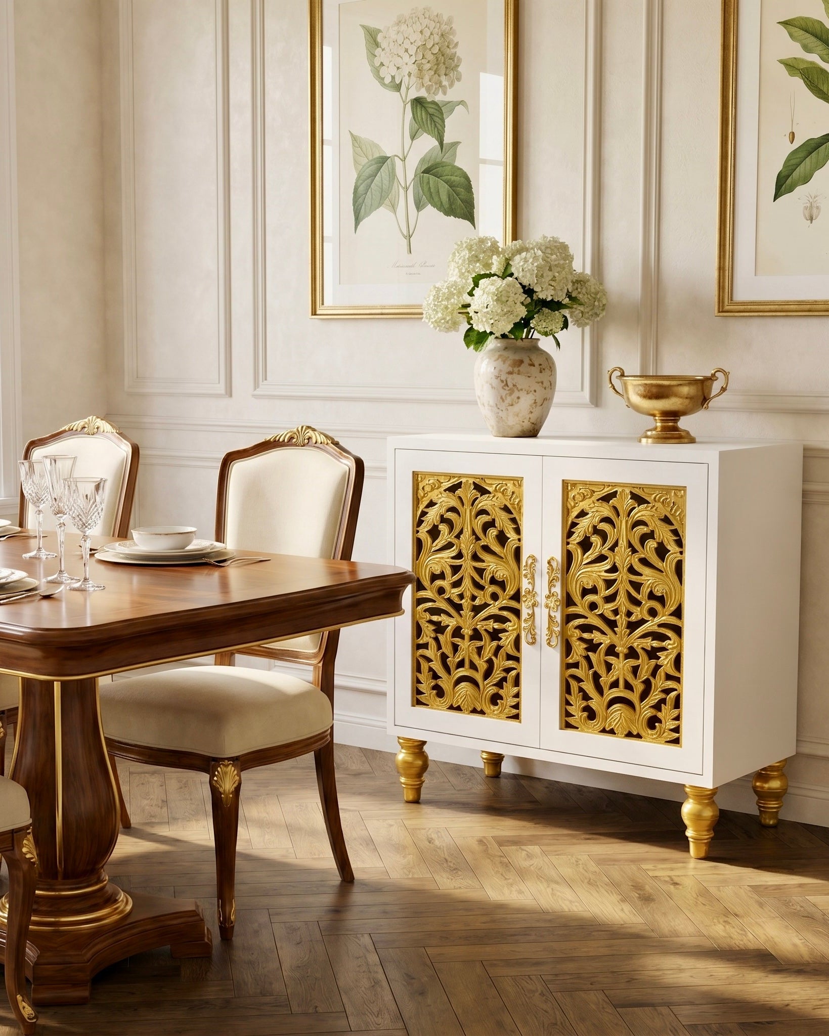 The Sanderé Noir Arc Cabinet | Hand-Finished Carved Accent Cabinet