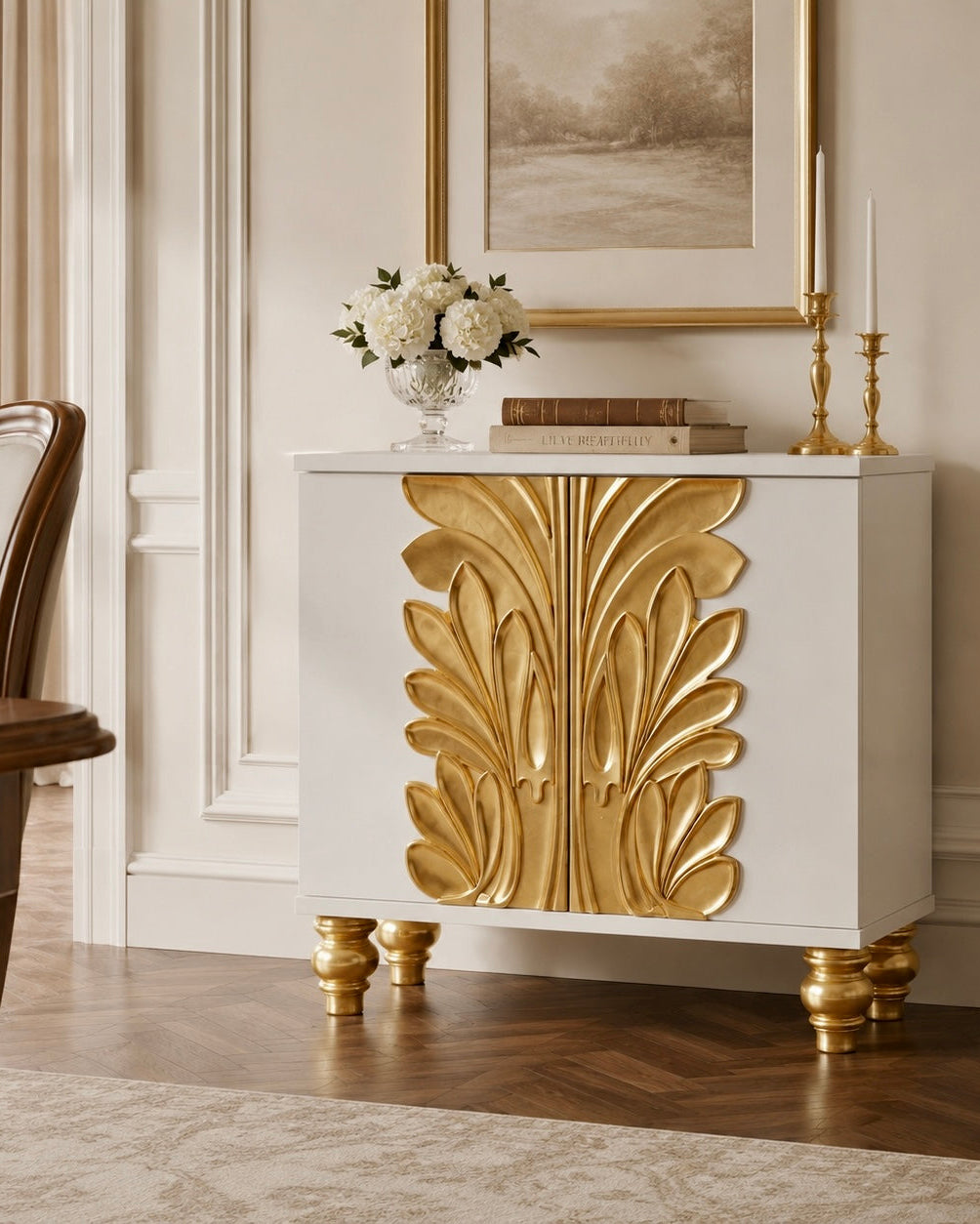 The Sanderé Camellia Cabinet | Sculptural 3D Floral Accent Cabinet