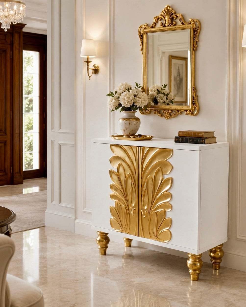 The Sanderé Camellia Cabinet | Sculptural 3D Floral Accent Cabinet