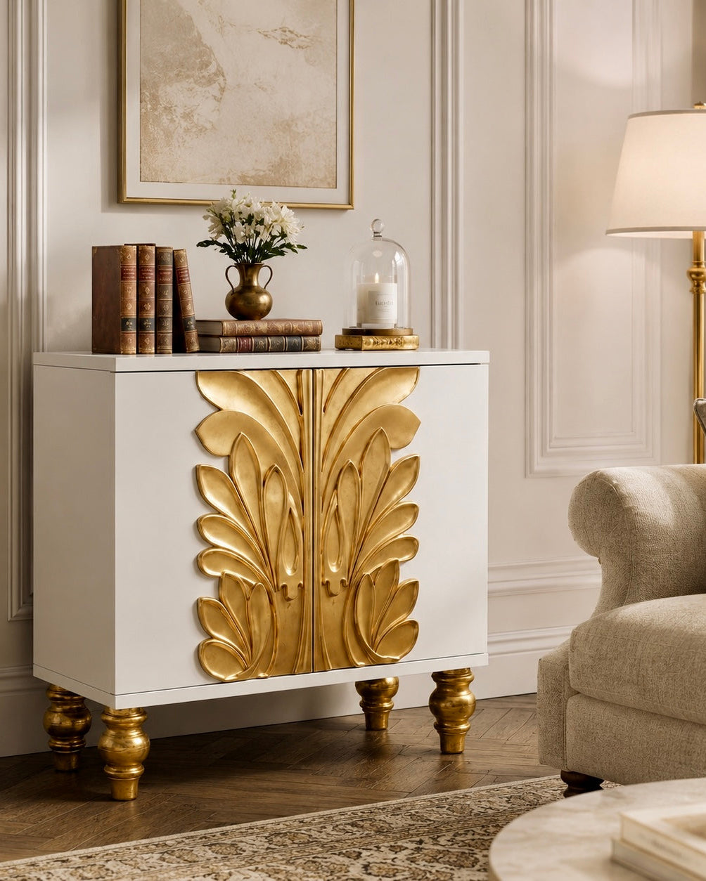 The Sanderé Fleur Cabinet | Sculptural 3D Floral Accent Cabinet