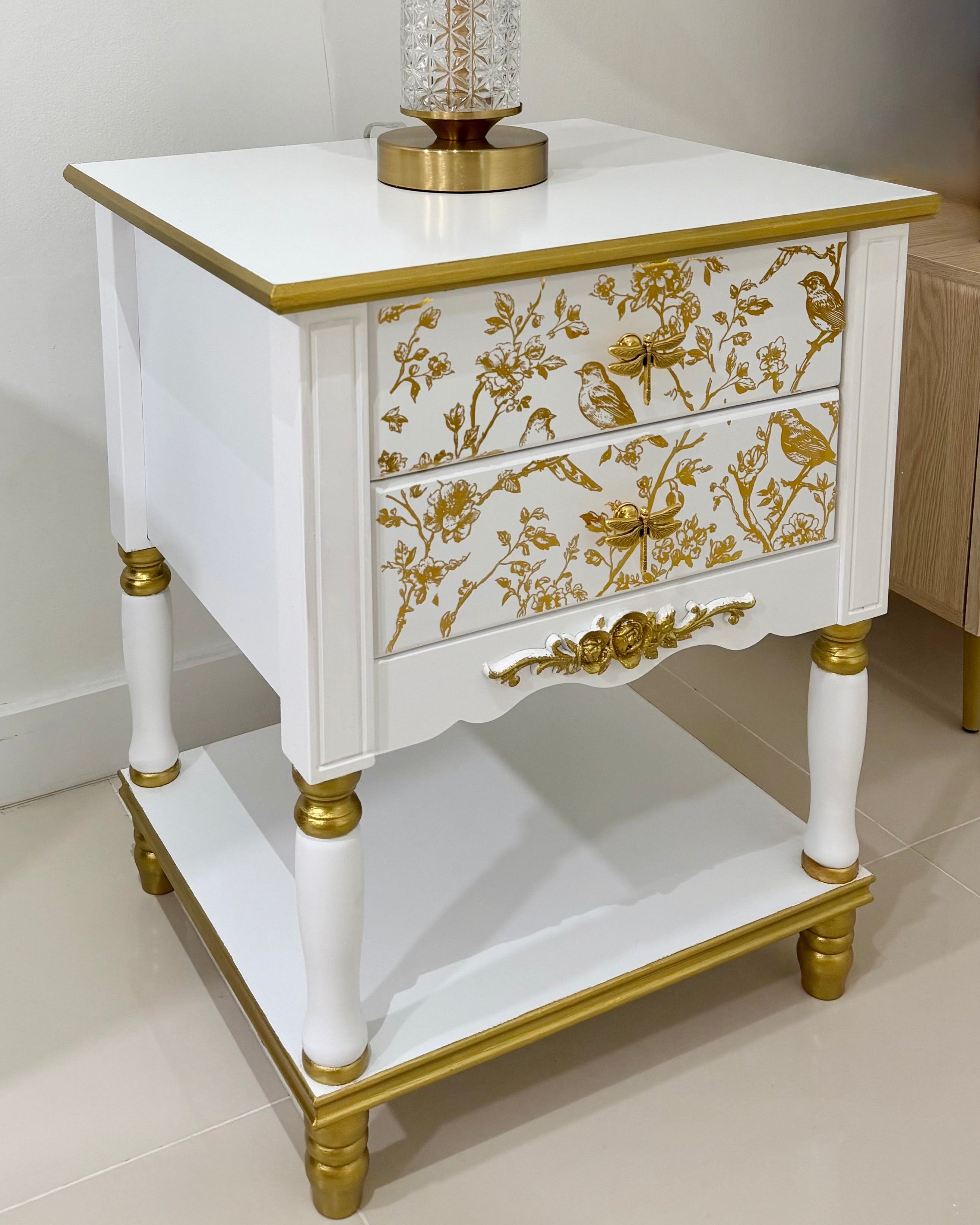 The Sanderé Gilded Aviary Nightstand | Hand-Finished Custom Bedside Table