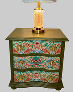 The Sanderé Garden Finch Nightstand | Hand-Finished Three-Drawer Bedside Table