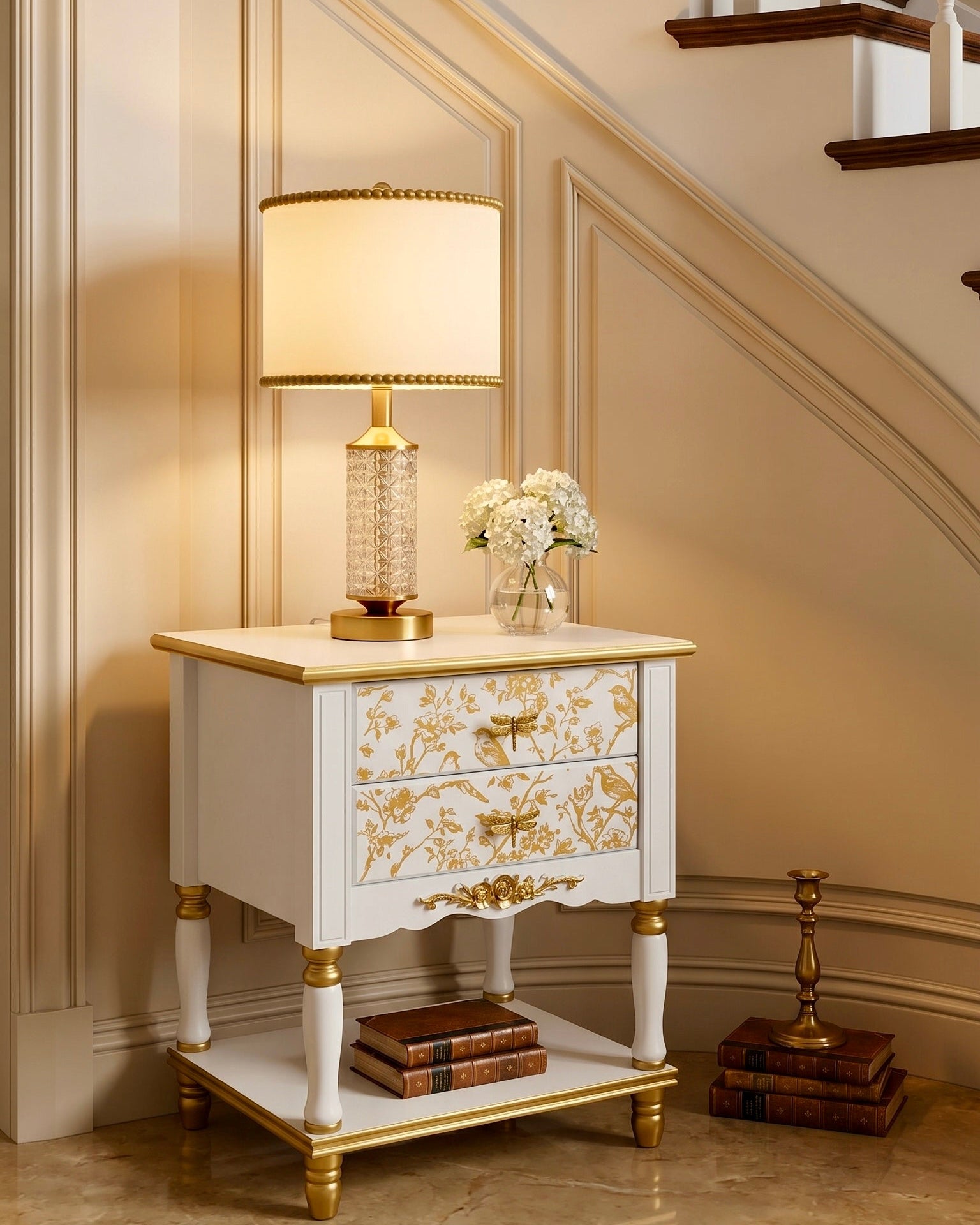 The Sanderé Gilded Aviary Nightstand | Hand-Finished Custom Bedside Table