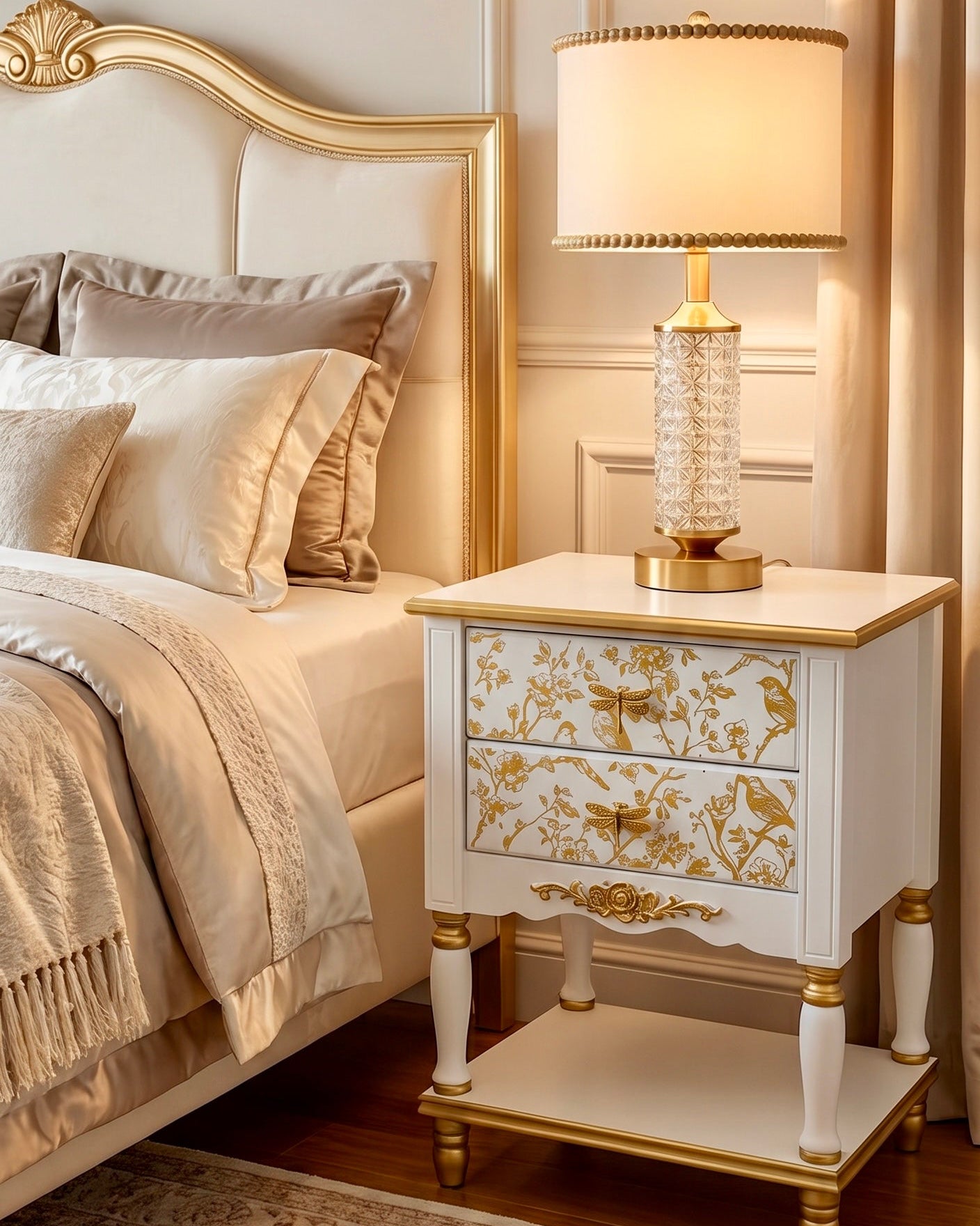 The Sanderé Gilded Aviary Nightstand | Hand-Finished Custom Bedside Table