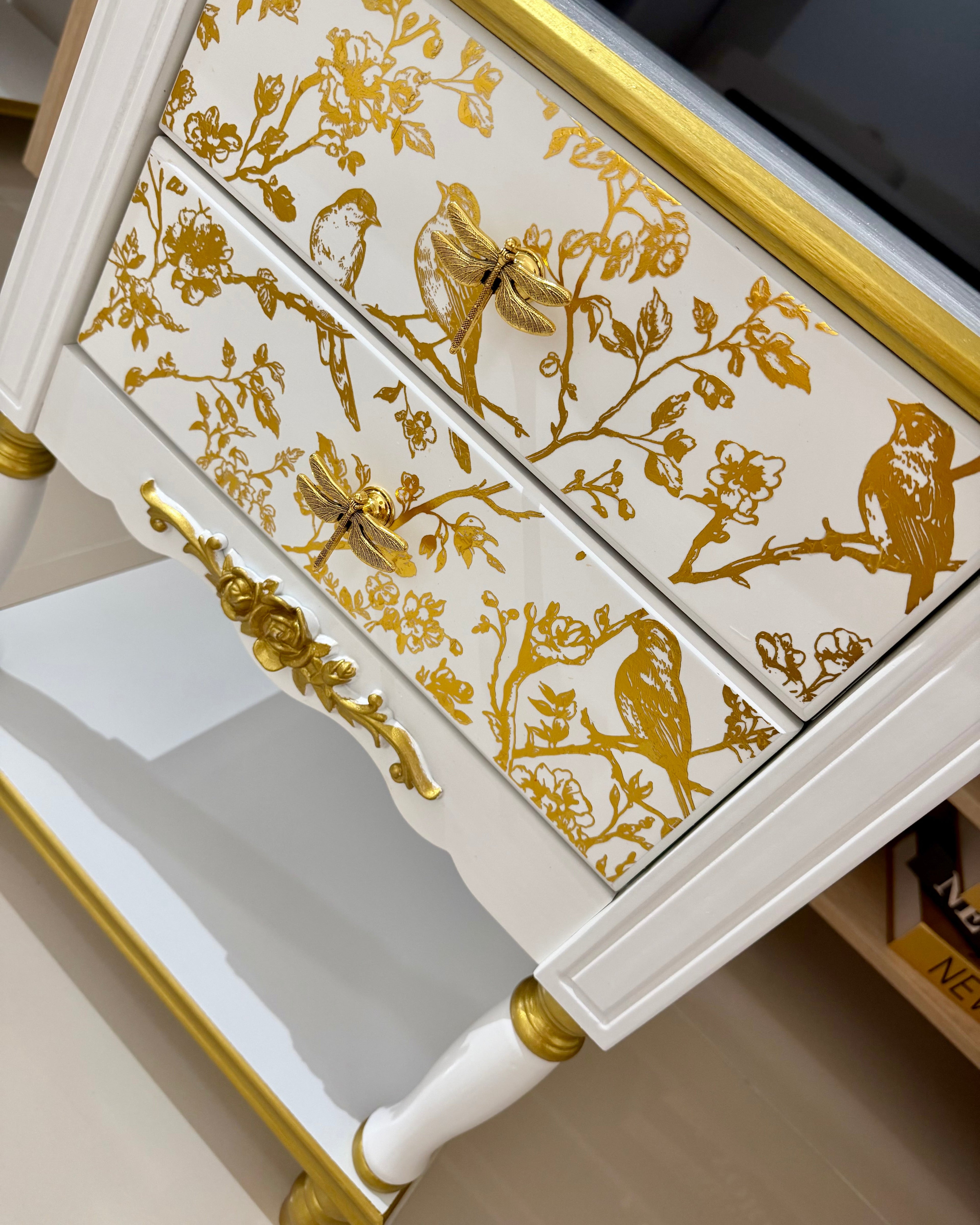 The Sanderé Gilded Aviary Nightstand | Hand-Finished Custom Bedside Table