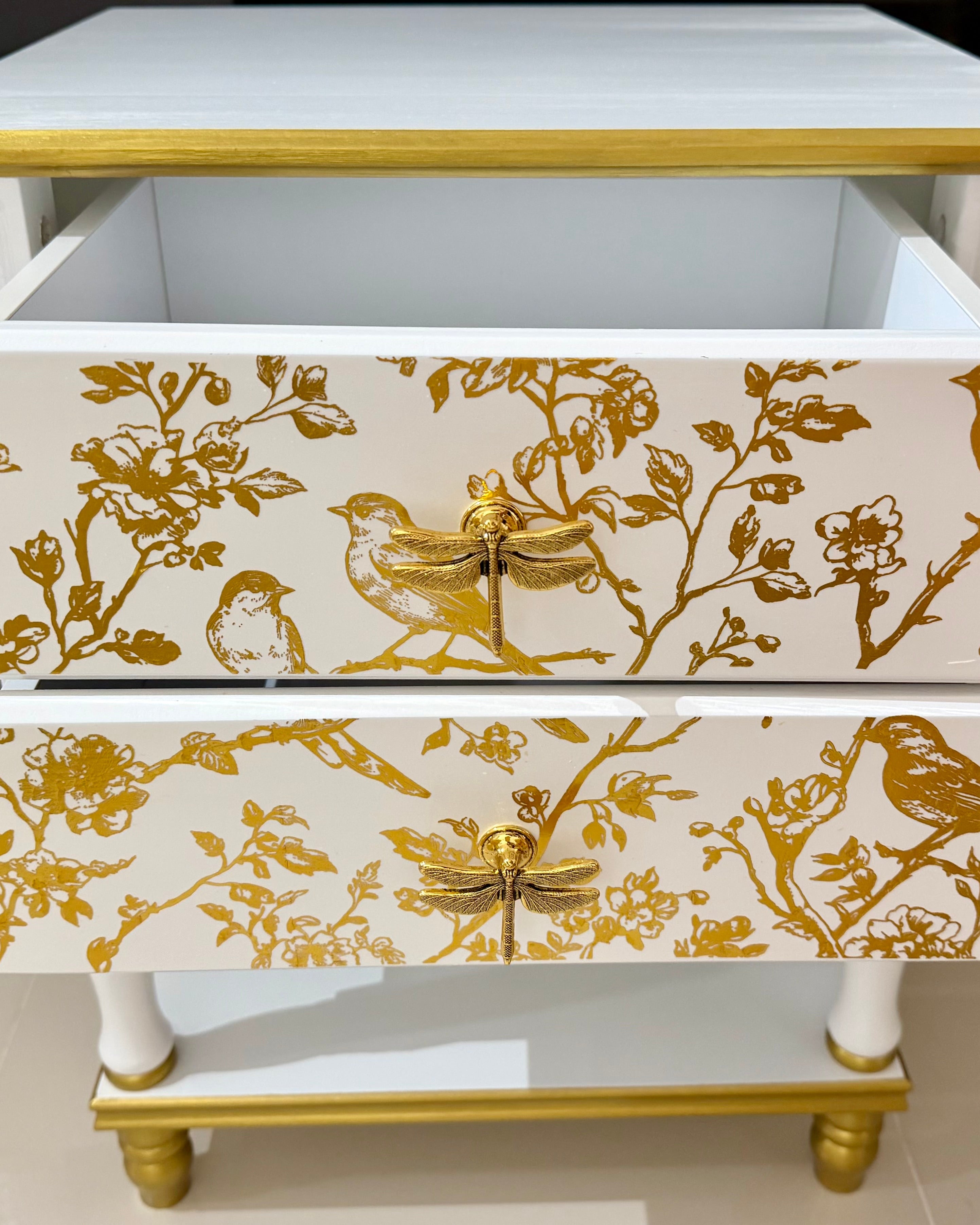The Sanderé Gilded Aviary Nightstand | Hand-Finished Custom Bedside Table