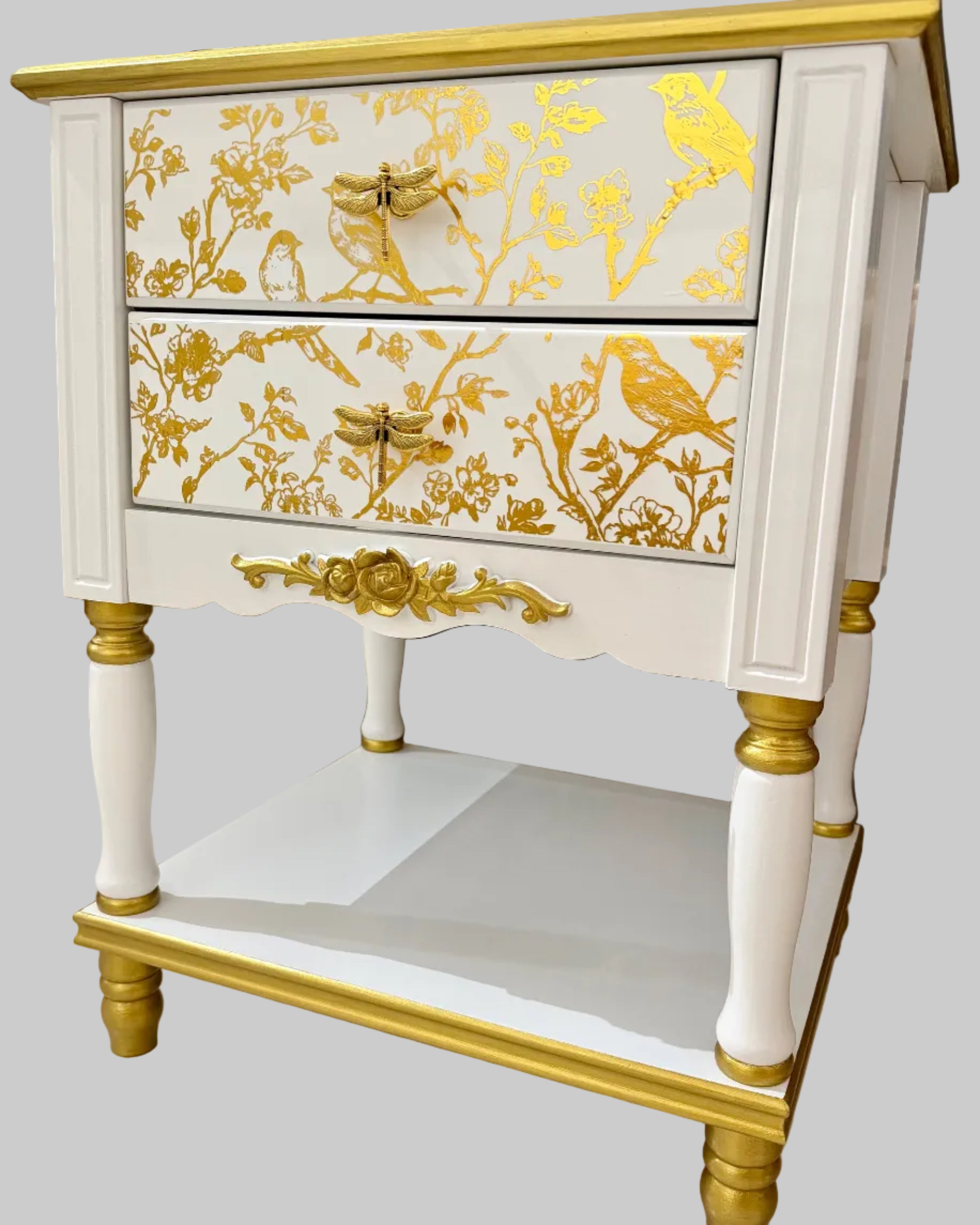 The Sanderé Gilded Aviary Nightstand | Hand-Finished Custom Bedside Table