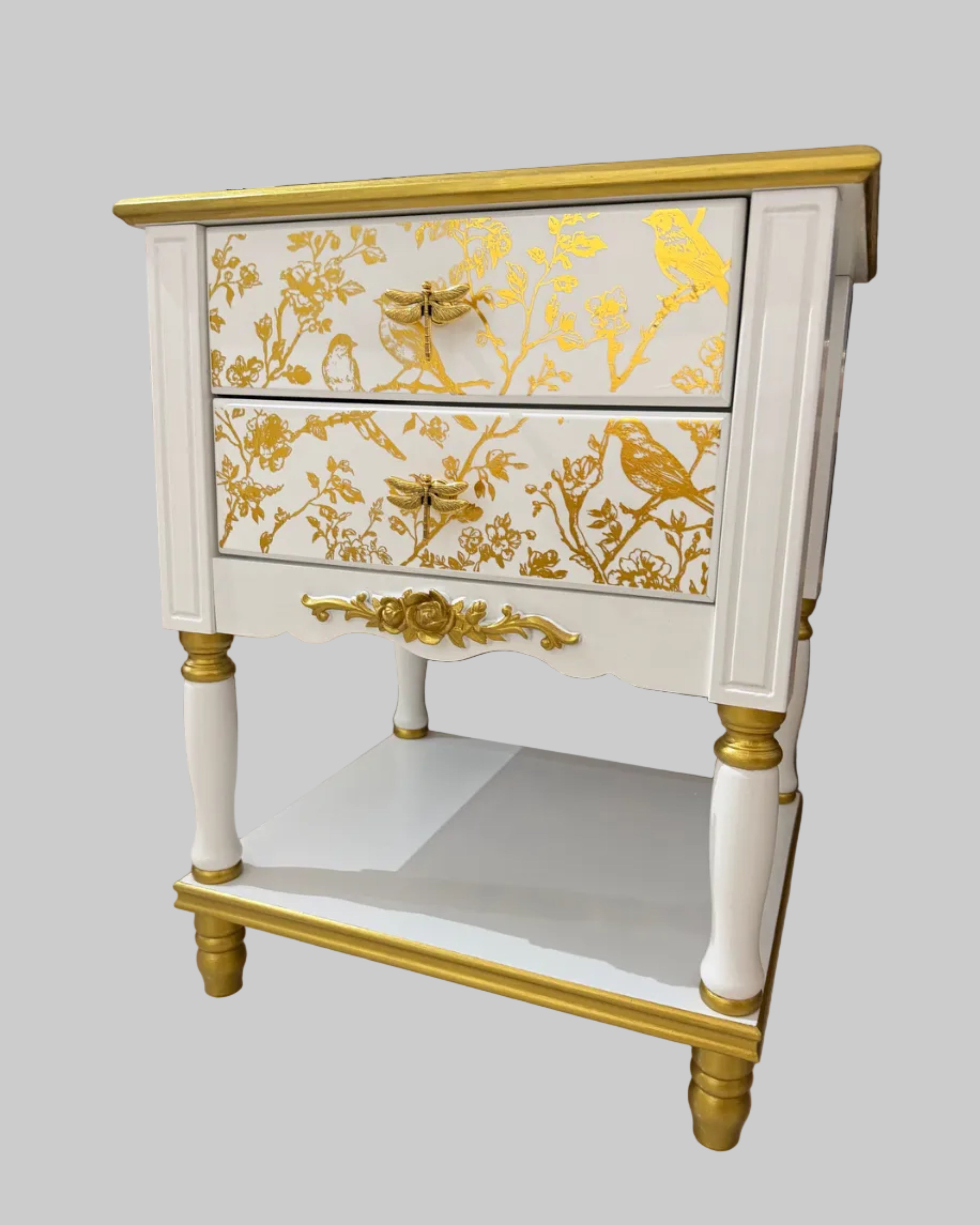 The Sanderé Gilded Aviary Nightstand | Hand-Finished Custom Bedside Table