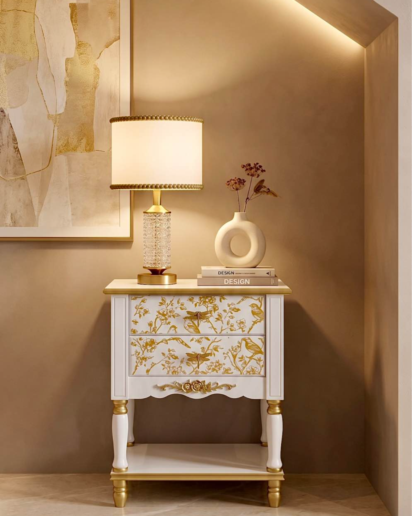 The Sanderé Gilded Aviary Nightstand | Hand-Finished Custom Bedside Table
