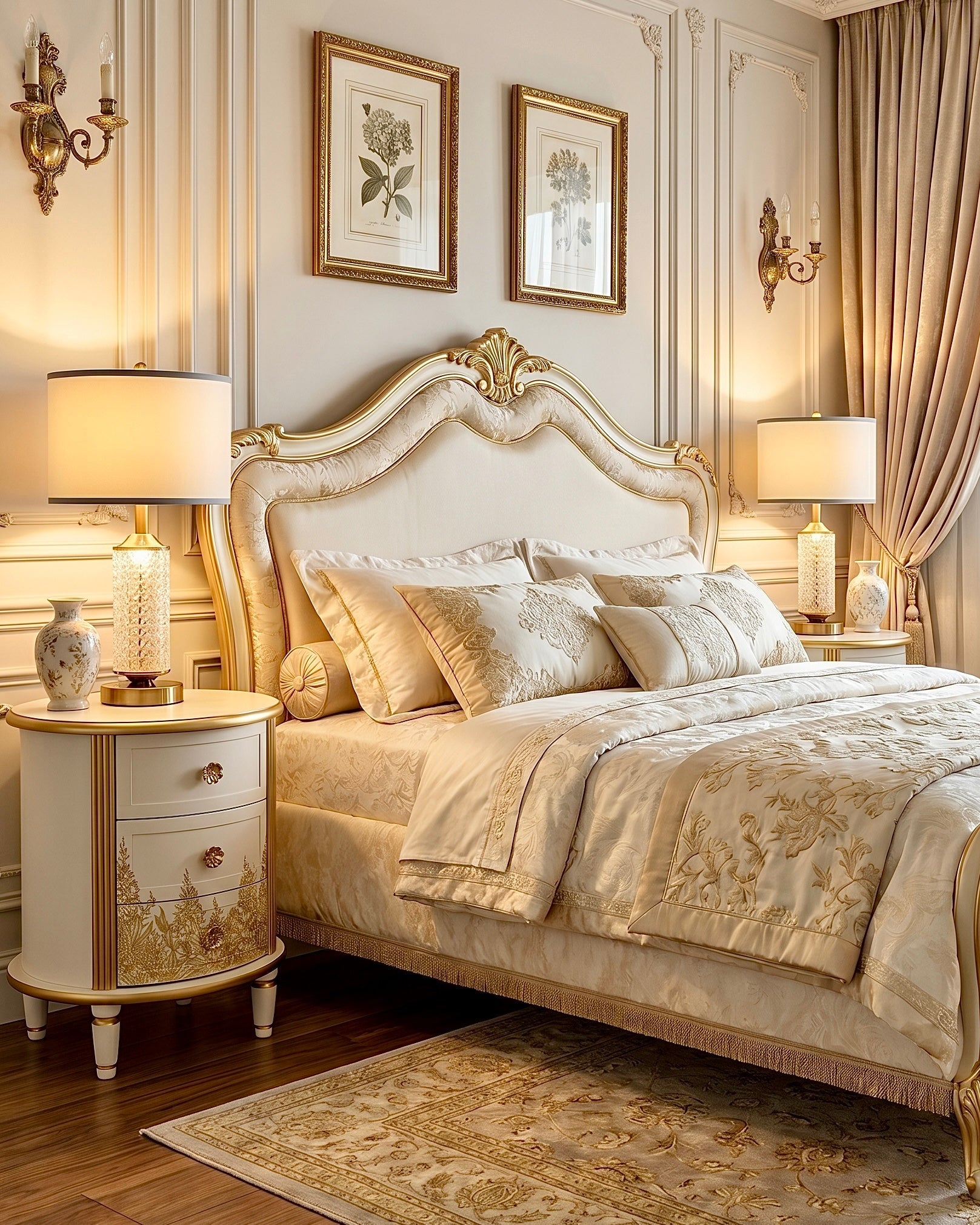 The Sanderé Gilded Botanica Nightstand | Hand-Finished Custom Oval Bedside Table