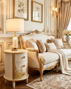 The Sanderé Gilded Botanica Nightstand | Hand-Finished Custom Oval Bedside Table