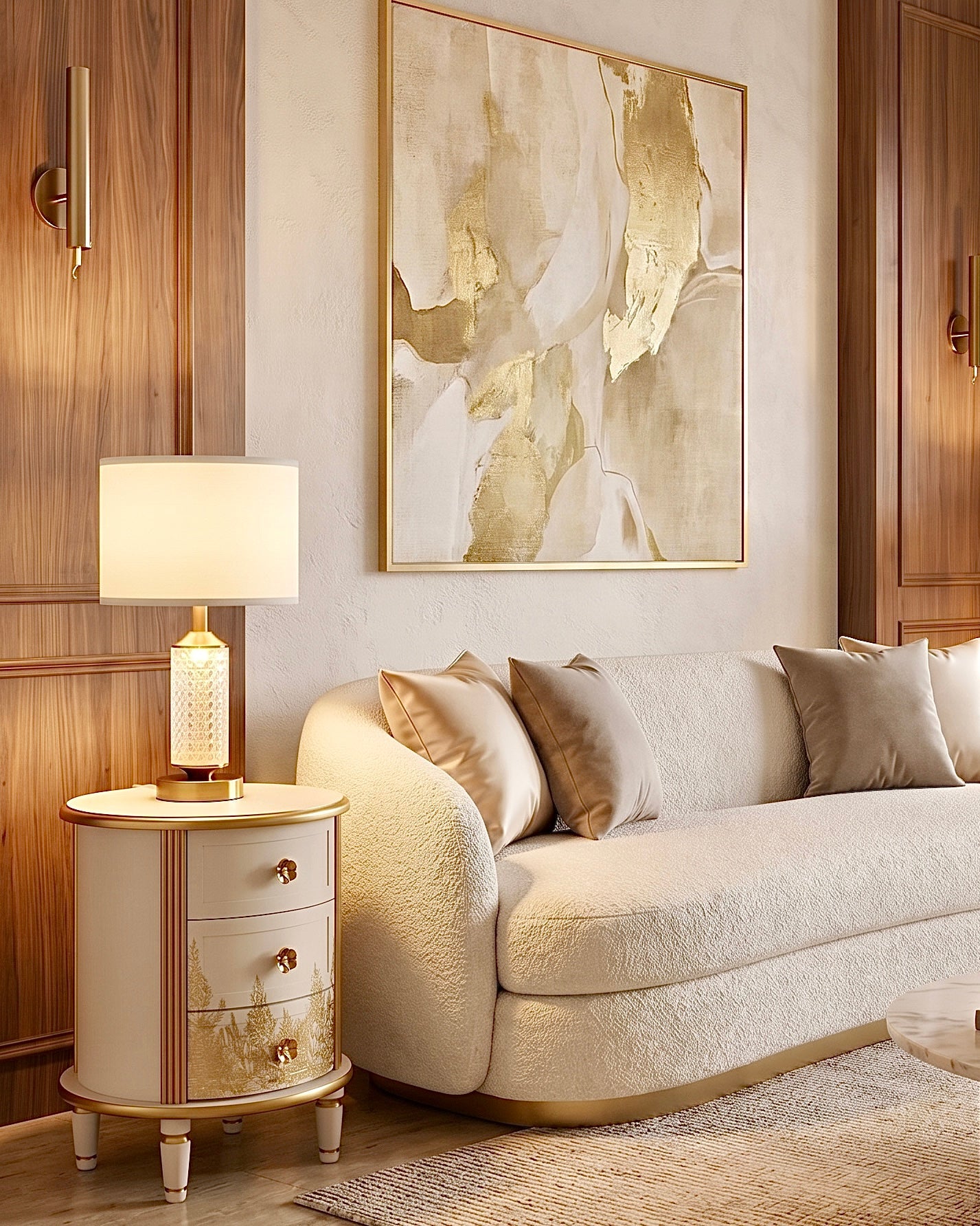 The Sanderé Gilded Botanica Nightstand | Hand-Finished Custom Oval Bedside Table