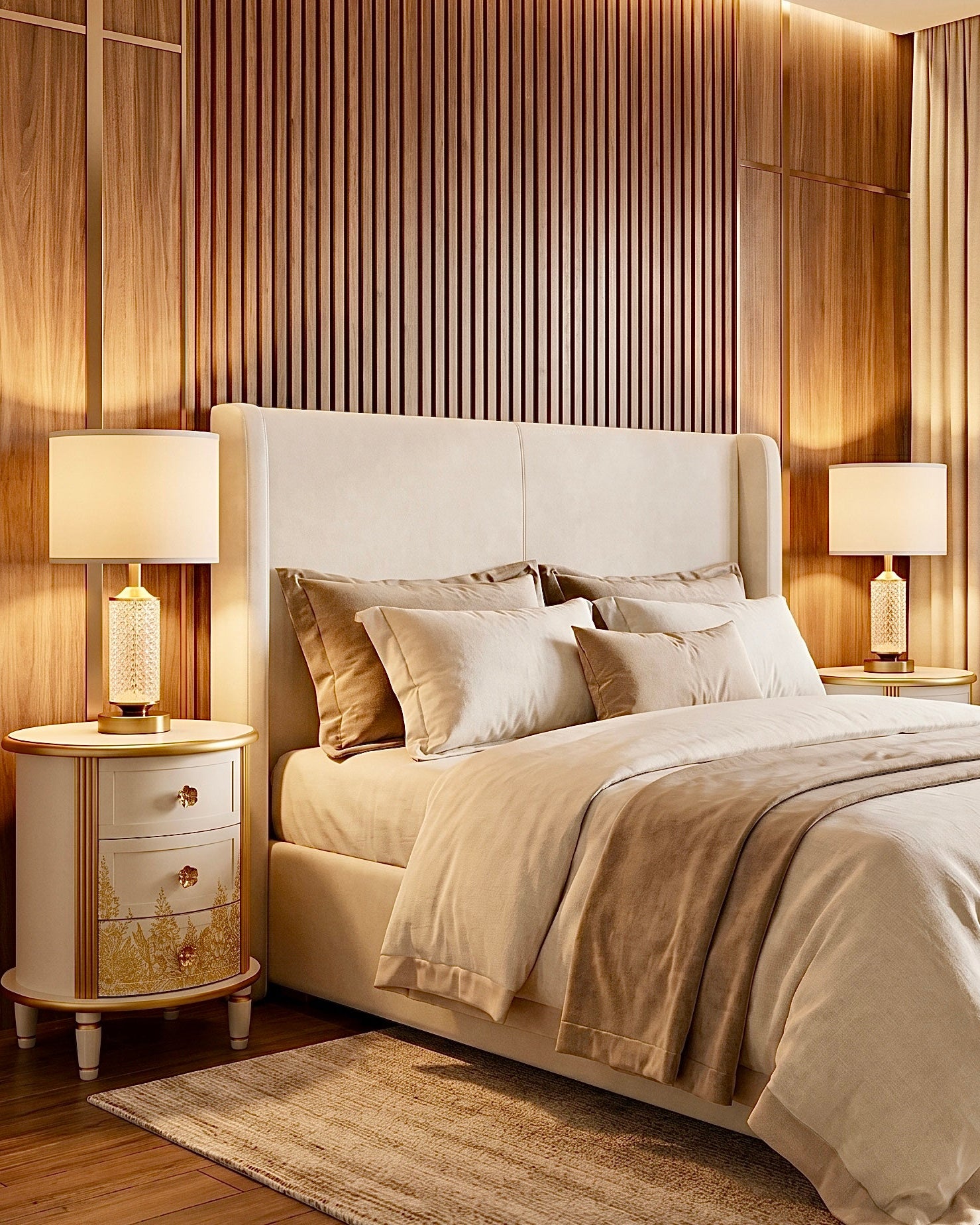 The Sanderé Gilded Botanica Nightstand | Hand-Finished Custom Oval Bedside Table