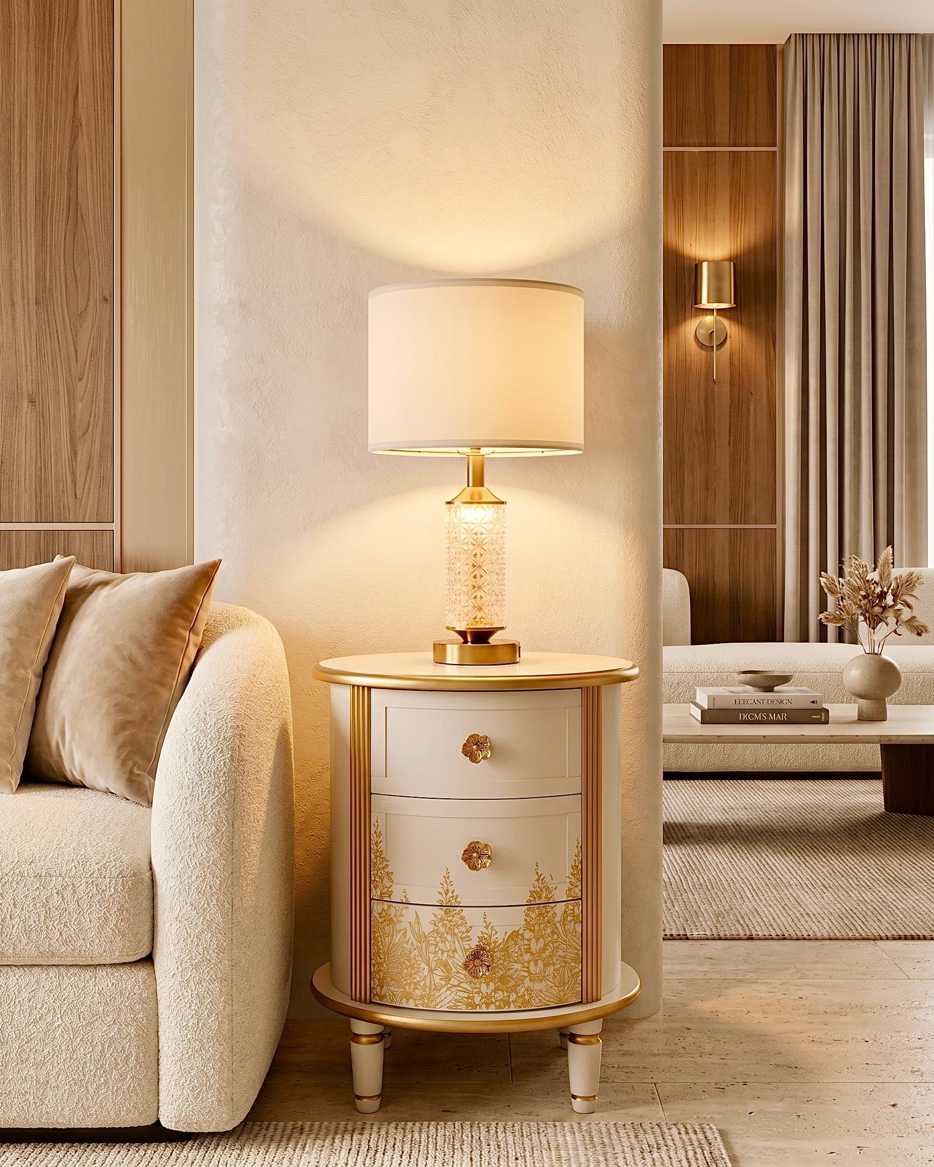 The Sanderé Gilded Botanica Nightstand | Hand-Finished Custom Oval Bedside Table