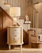 The Sanderé Gilded Botanica Nightstand | Hand-Finished Custom Oval Bedside Table