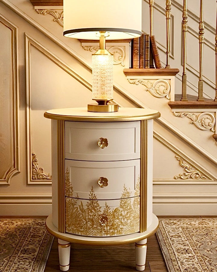The Sanderé Gilded Botanica Nightstand | Hand-Finished Custom Oval Bedside Table
