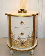 The Sanderé Gilded Botanica Nightstand | Hand-Finished Custom Oval Bedside Table