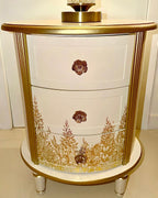 The Sanderé Gilded Botanica Nightstand | Hand-Finished Custom Oval Bedside Table