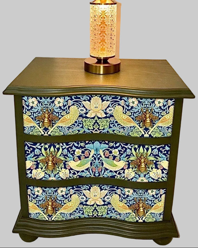 The Sanderé Aviary Nightstand | Hand-Finished Three-Drawer Bedside Table