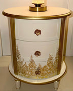 The Sanderé Gilded Botanica Nightstand | Hand-Finished Custom Oval Bedside Table
