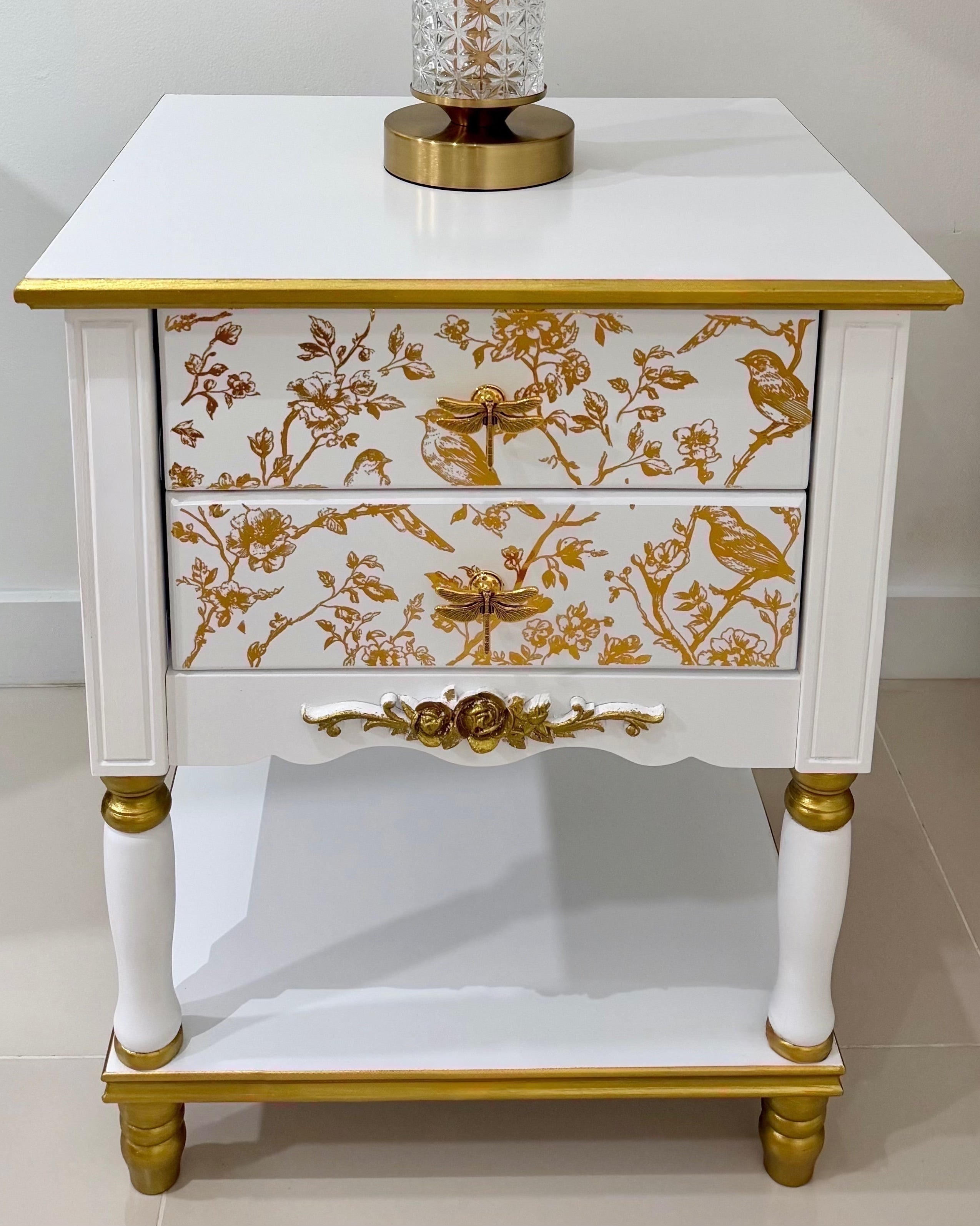 The Sanderé Gilded Aviary Nightstand | Hand-Finished Custom Bedside Table