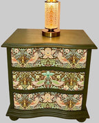The Sanderé Botanical Bird Nightstand | Hand-Finished Three-Drawer Bedside Table