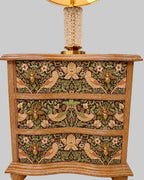 The Sanderé Botanical Bird Nightstand | Hand-Finished Three-Drawer Bedside Table