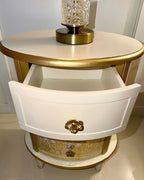 The Sanderé Gilded Botanica Nightstand | Hand-Finished Custom Oval Bedside Table
