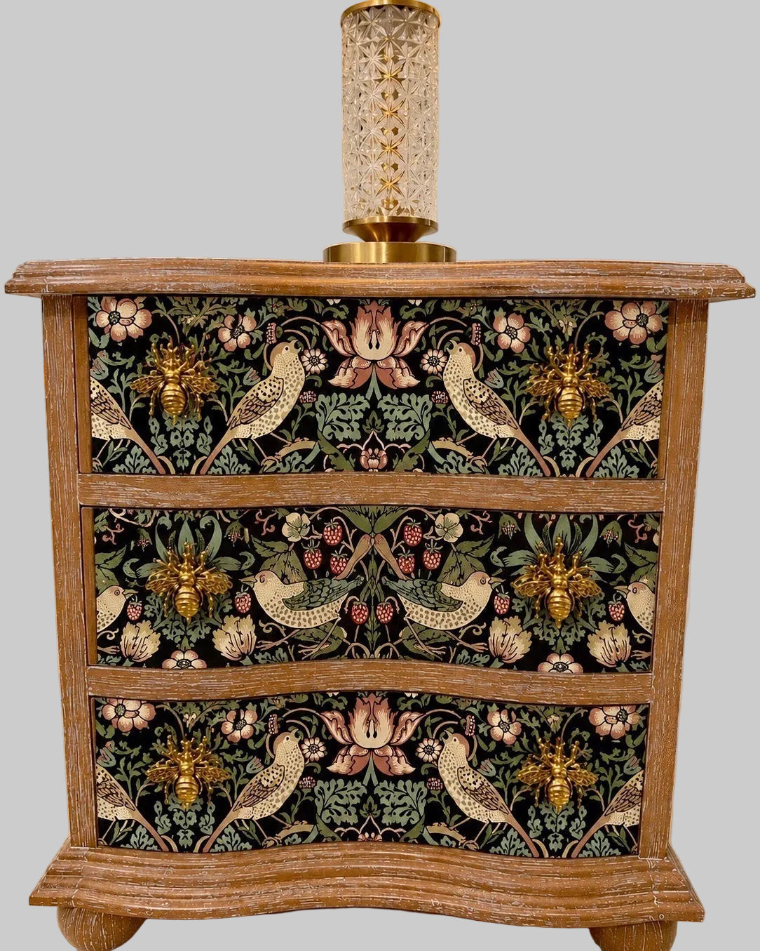 The Sanderé Gardenlark Nightstand | Hand-Finished Three-Drawer Bedside Table