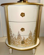 The Sanderé Gilded Botanica Nightstand | Hand-Finished Custom Oval Bedside Table