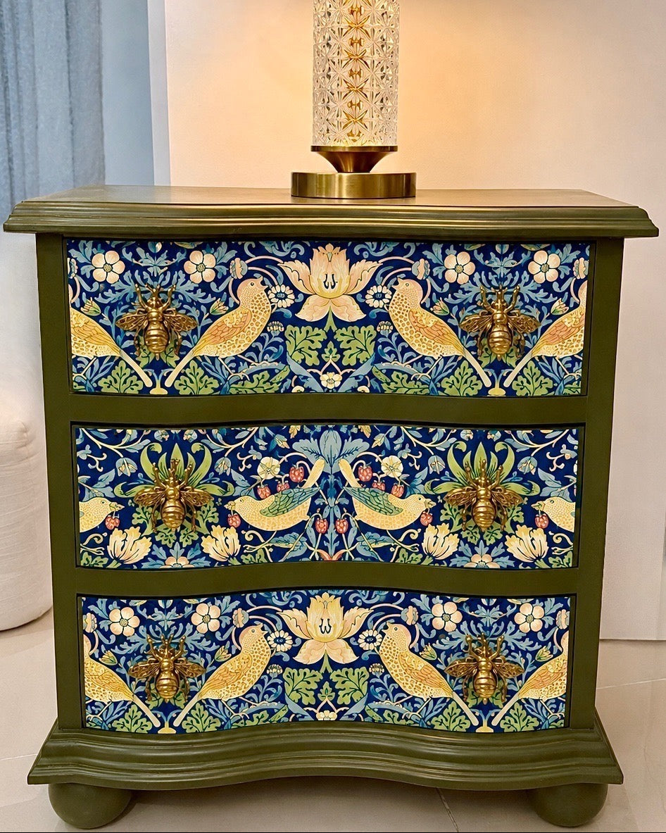 The Sanderé Meadowlark Nightstand | Hand-Finished Three-Drawer Bedside Table