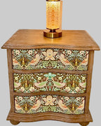 The Sanderé Botanical Bird Nightstand | Hand-Finished Three-Drawer Bedside Table
