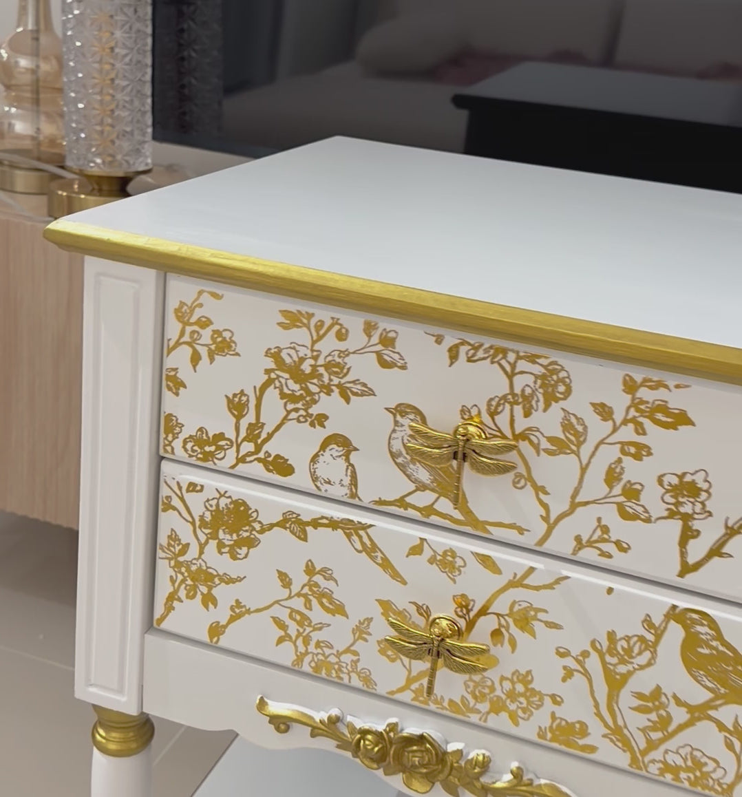 The Sanderé Gilded Aviary Nightstand | Hand-Finished Custom Bedside Table